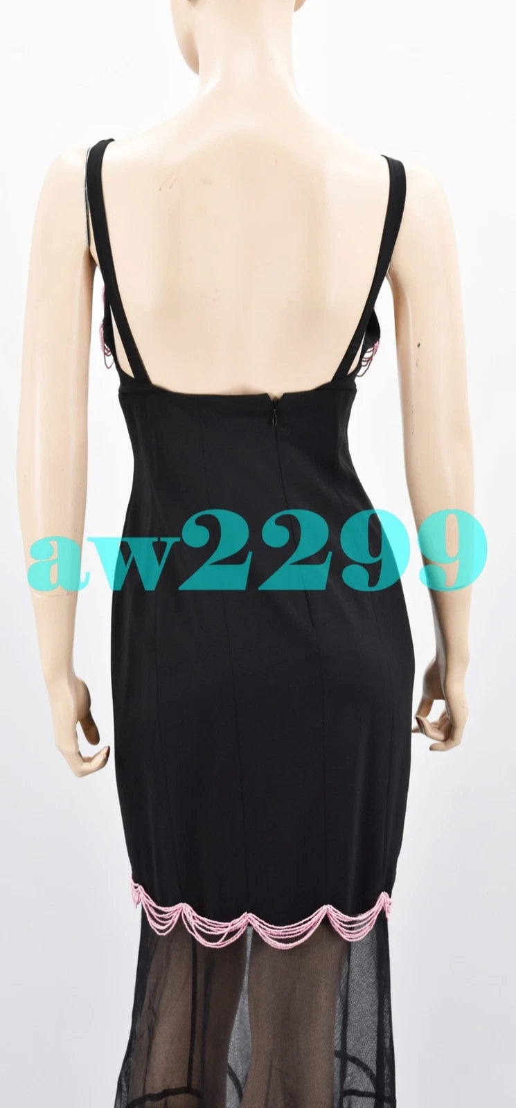 chanel 03P NWT $8,980 ICONIC MOST WANTED BEADED RUNWAY MAXI DRESS BLACK 36 38