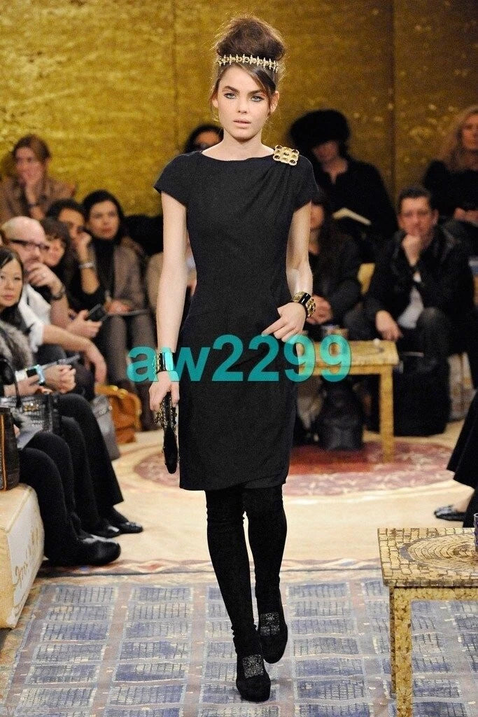 CHANEL 11A 2011 Most Wanted Paris Byzance Gripoix Dress 38 Blue & Black New