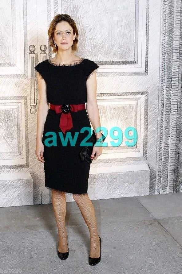 CHANEL 12A $8.4K Most Wanted Fringed Wool/Tulle Dress Red Belt Camellia 40 Mint