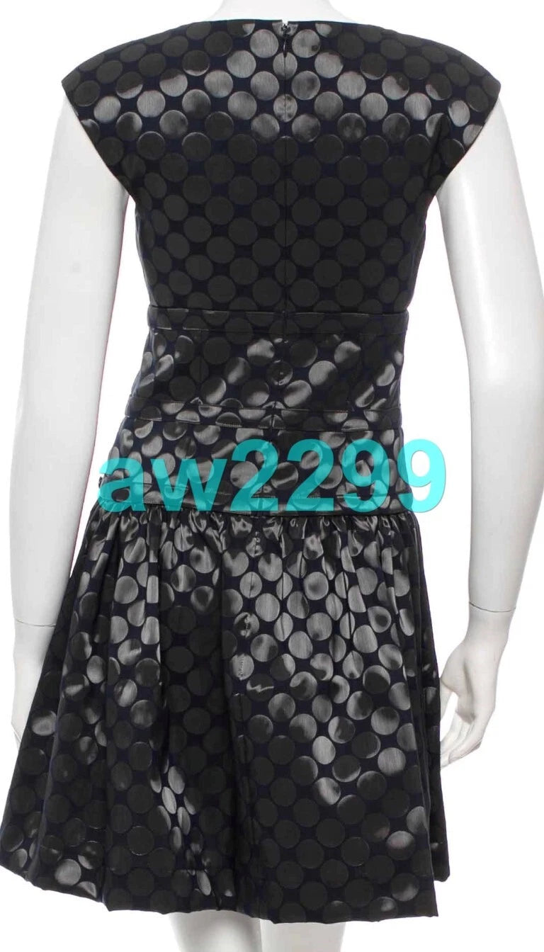 Chanel 14P $5850 Nwt Authentic Most Wanted 2014 Polka Dot Dress 36 Cc Logo Navy
