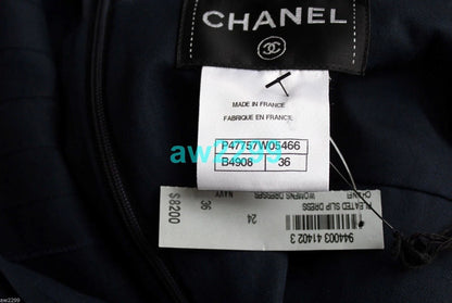 NWT CHANEL $8200 MOST WANTED ASYMMETRICAL 2014 PLEATED SLIP DRESS CC LOGO 36 NEW